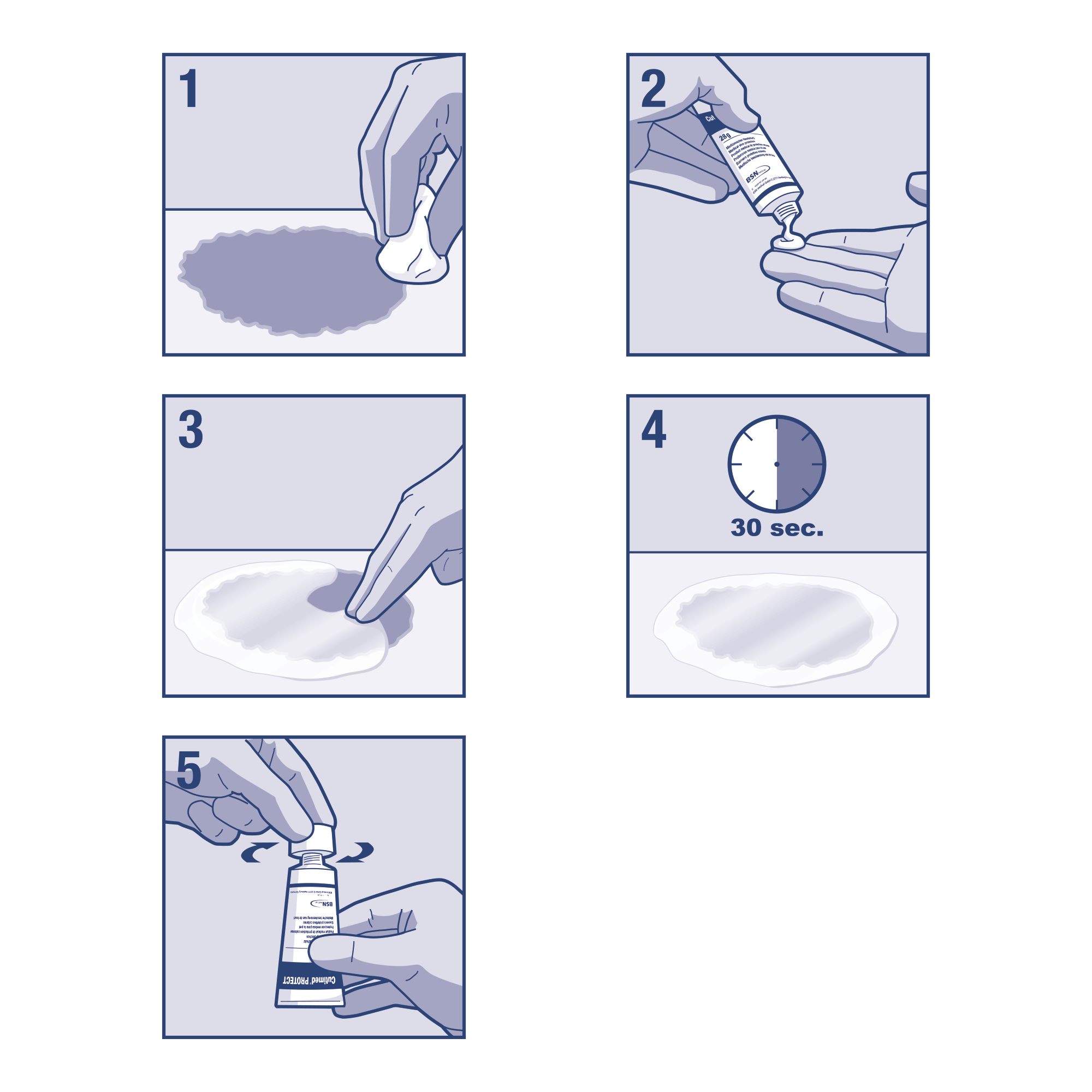 Five images to visualize how to apply Cutimed Protect Cream  Five images to visualize how to apply Cutimed Protect Cream